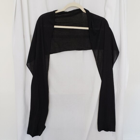 Accessories - Woman Black Thin Simple Sheer Lightweight Shrug Scarf One Size